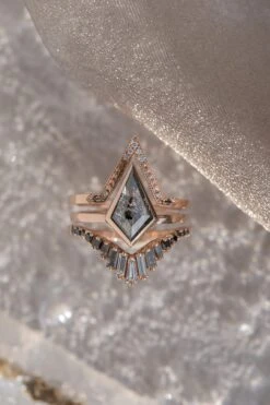 1.67 Carat Black Speckled Kite Diamond Engagement Ring, Bezel Jane Setting, 14K Rose Gold 10 1.67 Carat Black Speckled Kite Diamond Engagement Ring, Bezel Jane Setting, 14K Rose Gold -Point No Point Studio Store 20241108 SFS0078