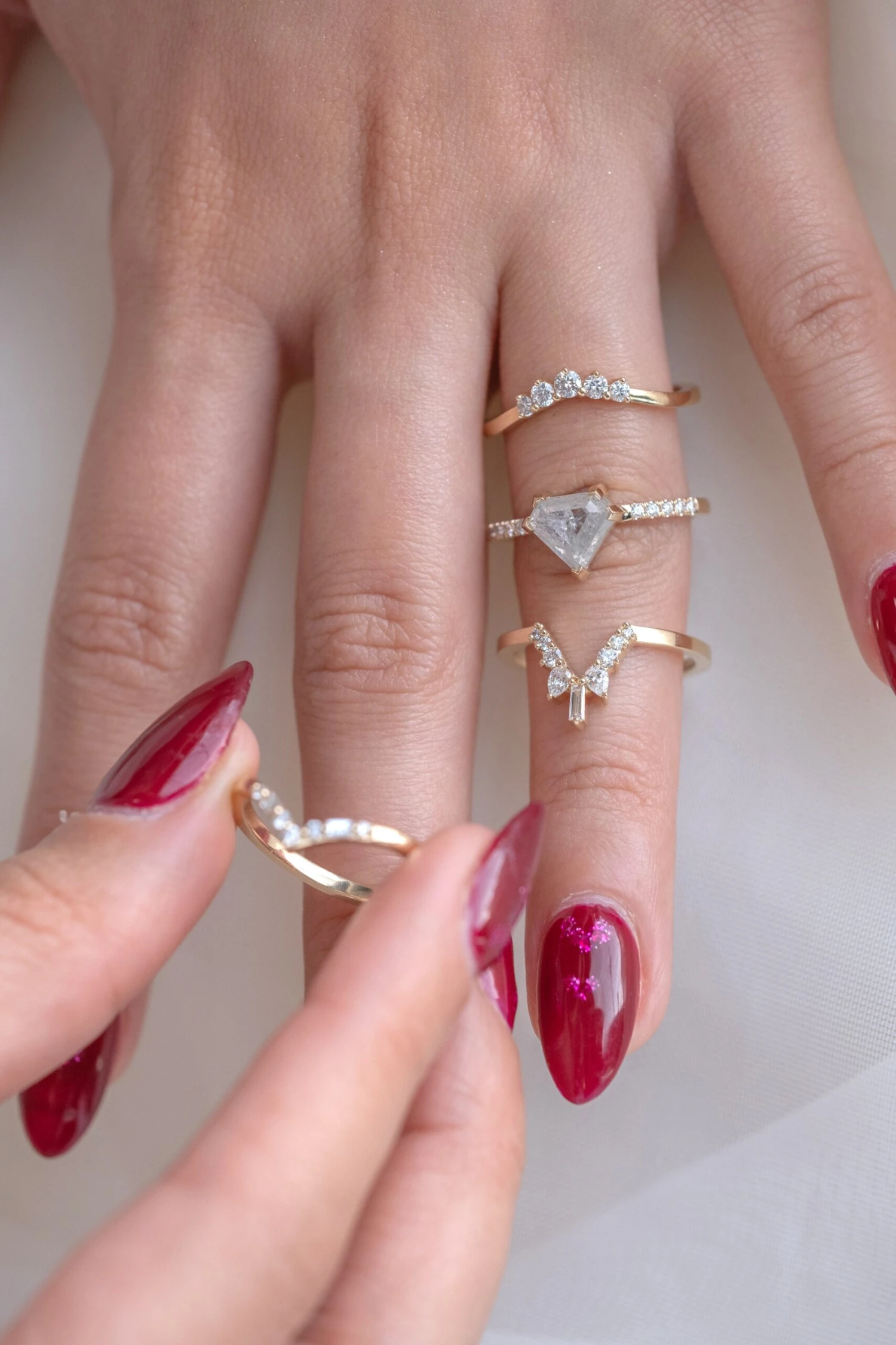 2.10 Carat Icy White Shield Diamond Engagement Ring, Sirena Setting, 14K Yellow Gold 2 2.10 Carat Icy White Shield Diamond Engagement Ring, Sirena Setting, 14K Yellow Gold - Image 2