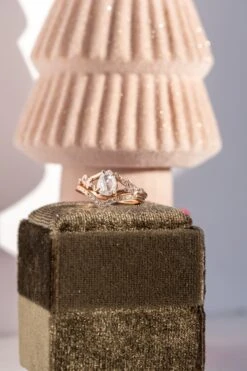 .87 Carat Icy White Pear Diamond Engagement Ring, Magnolia Setting, 14K Rose Gold -Point No Point Studio Store 20241115 SFS0074