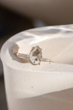 1.97 Carat Clear Pear Diamond Engagement Ring, Juliette Setting, 14K Yellow Gold 11 1.97 Carat Clear Pear Diamond Engagement Ring, Juliette Setting, 14K Yellow Gold -Point No Point Studio Store 20241115 SFS0087