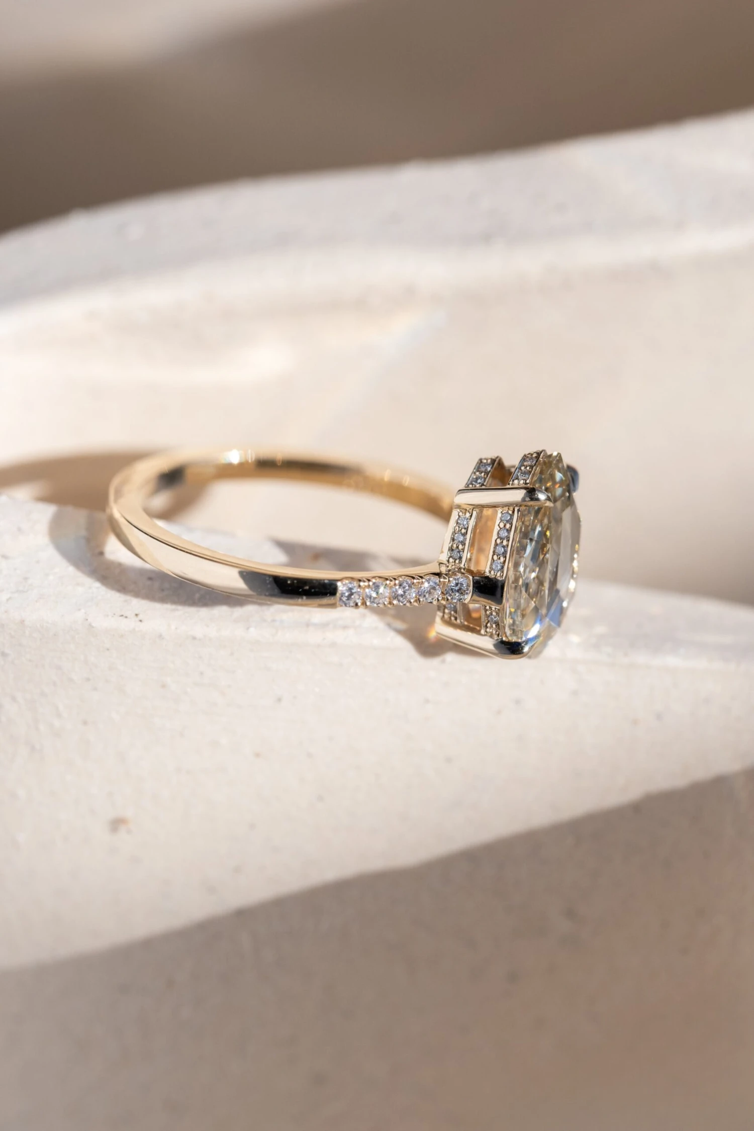 1.97 Carat Clear Pear Diamond Engagement Ring, Juliette Setting, 14K Yellow Gold 4 1.97 Carat Clear Pear Diamond Engagement Ring, Juliette Setting, 14K Yellow Gold - Image 4