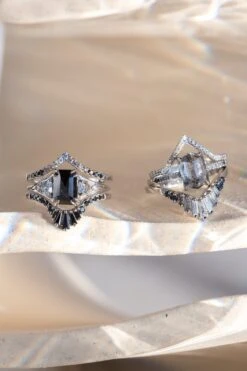 Black Baguette Diamond Wedding Band, Wren Setting, 14k White Gold -Point No Point Studio Store 20241115 SFS0094 1e63c4e4 af63 4da3 9f3b be44ed437426