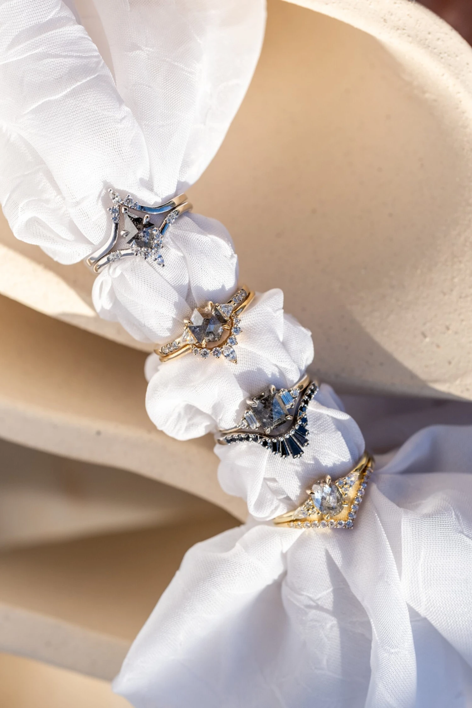 1.31 Carat Salt And Pepper Hexagon Diamond Engagement Ring, Eliza Setting, 14K Yellow Gold 4 1.31 Carat Salt And Pepper Hexagon Diamond Engagement Ring, Eliza Setting, 14K Yellow Gold - Image 4