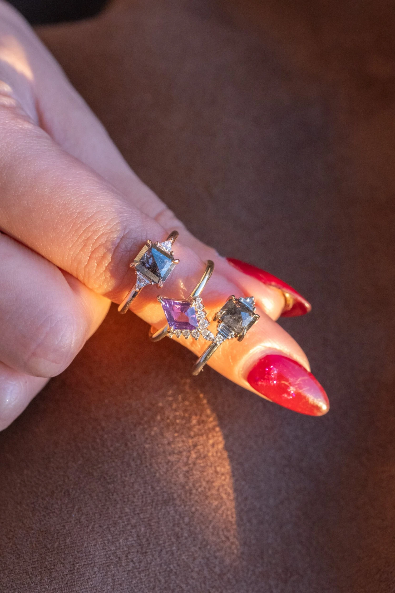 .86 Carat Black Speckled Emerald Shaped Diamond Engagement Ring, Zoe Setting, 14k Rose Gold 2 .86 Carat Black Speckled Emerald Shaped Diamond Engagement Ring, Zoe Setting, 14k Rose Gold - Image 2