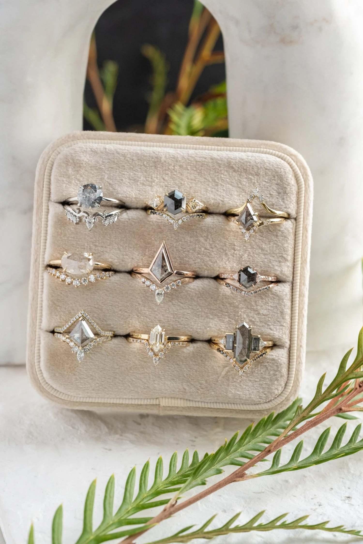 1.76 Carat Salt And Pepper Kite Diamond Engagement Ring, Willa Setting, 14K Yellow Gold 4 1.76 Carat Salt And Pepper Kite Diamond Engagement Ring, Willa Setting, 14K Yellow Gold - Image 4