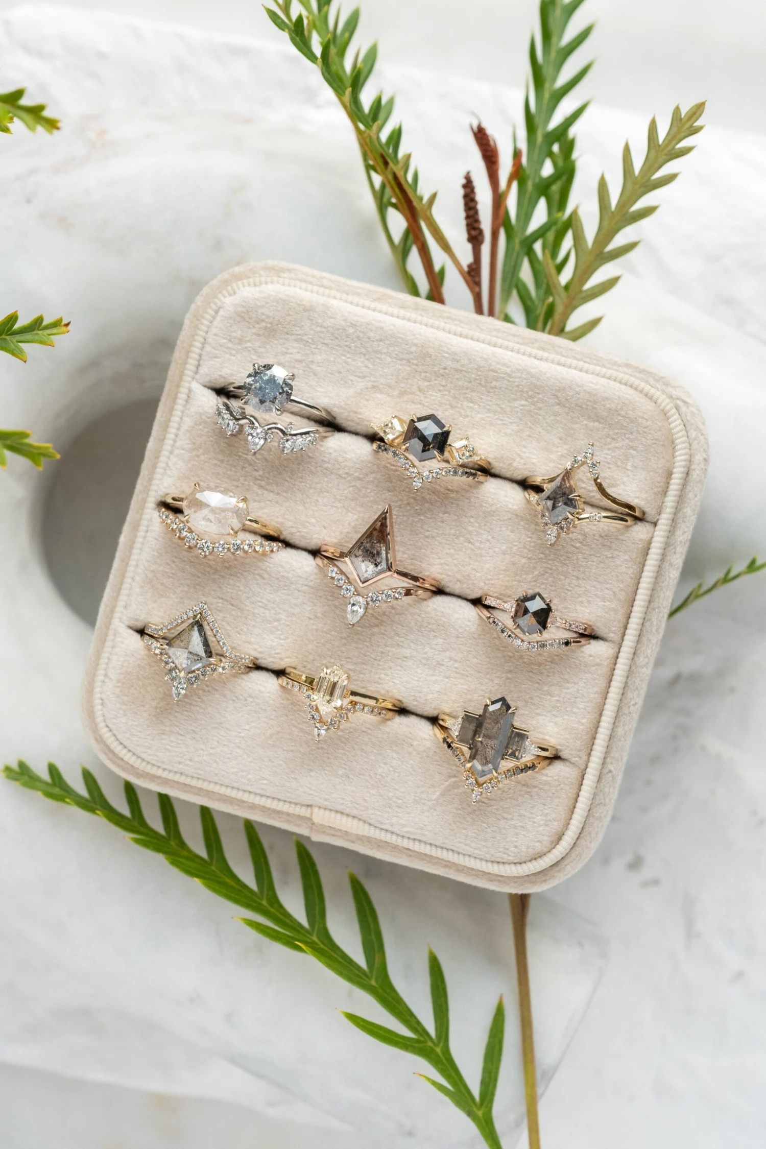 1.76 Carat Salt And Pepper Kite Diamond Engagement Ring, Willa Setting, 14K Yellow Gold 6 1.76 Carat Salt And Pepper Kite Diamond Engagement Ring, Willa Setting, 14K Yellow Gold - Image 6