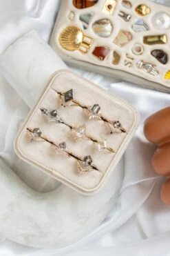 1.49 Carat Black Speckled Hexagon Diamond Engagement Ring, Winnie Setting, Platinum -Point No Point Studio Store 20241206 SFS0001 0207c445 5375 4a53 8e6d e326fe713e6a