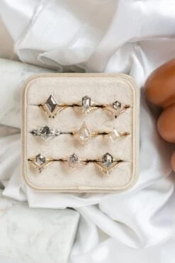 2.04 Carat Salt And Pepper Pear Diamond Engagement Ring, Eliza Setting, 14K Rose Gold -Point No Point Studio Store 20241206 SFS0002 74da4384 65b4 4125 a92f 277bbb197cd4