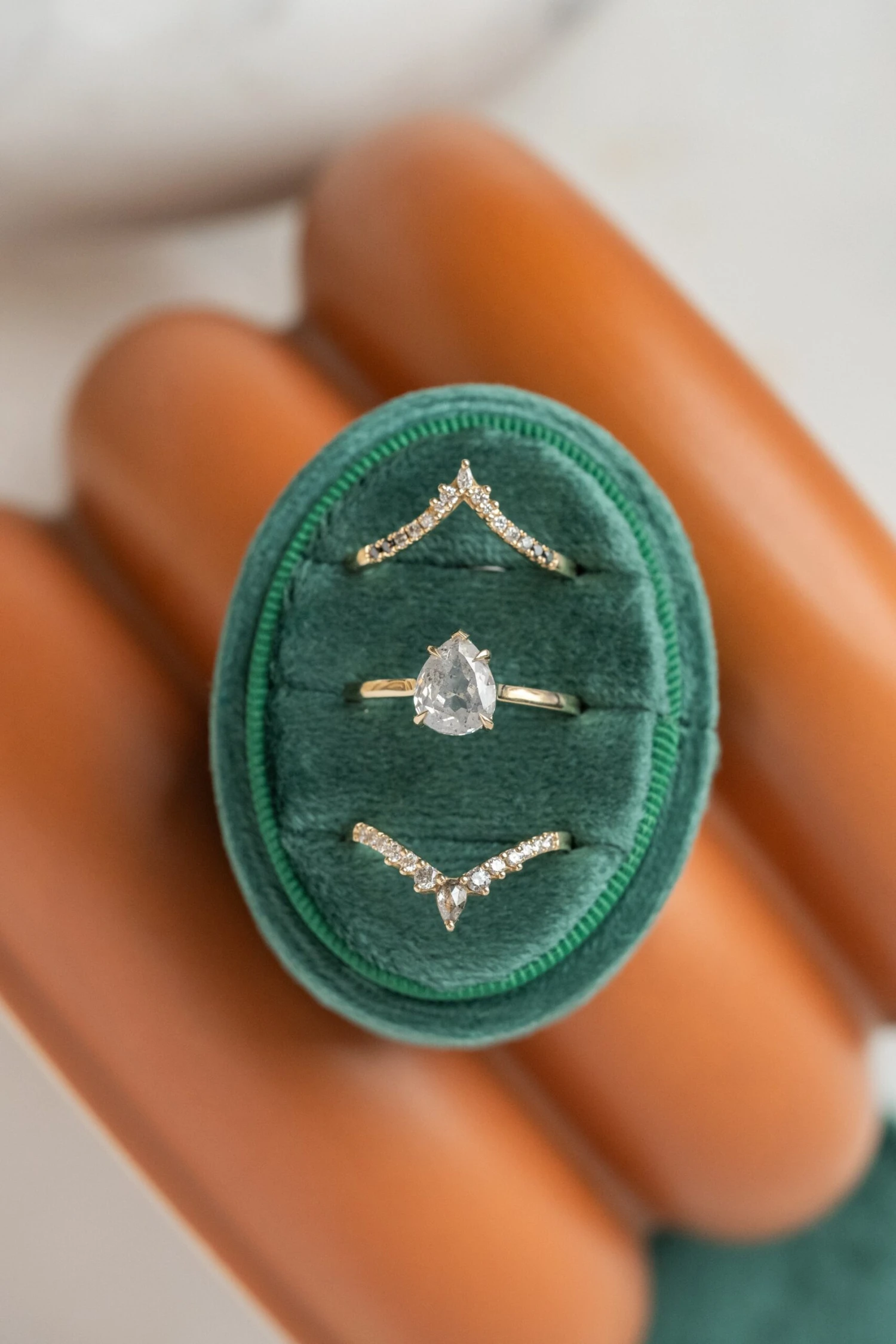 1.87 Carat Icy Grey Pear Diamond Engagement Ring, Lark Setting, 14K Yellow Gold 4 1.87 Carat Icy Grey Pear Diamond Engagement Ring, Lark Setting, 14K Yellow Gold - Image 4