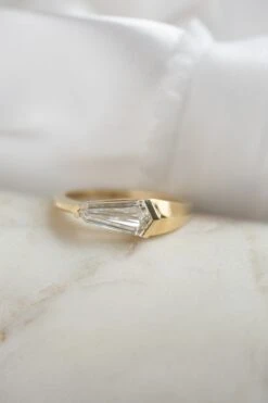 1.10 Carat Clear Shield Diamond Engagement Ring, Alex Setting, 14K Yellow Gold 9 1.10 Carat Clear Shield Diamond Engagement Ring, Alex Setting, 14K Yellow Gold -Point No Point Studio Store 20241206 SFS0037