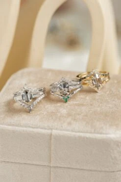 1.21 Carat Salt And Pepper Hexagon Diamond Engagement Ring, Eliza Setting, 14k White Gold -Point No Point Studio Store 20241206 SFS0040 3f328480 2b7b 43a2 89dc b918f712b725