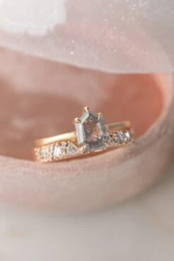 1.72 Carat Salt And Pepper Geometric Diamond Engagement Ring, Lark Setting, 14K Yellow Gold 9 1.72 Carat Salt And Pepper Geometric Diamond Engagement Ring, Lark Setting, 14K Yellow Gold -Point No Point Studio Store 20241217 SFS0164