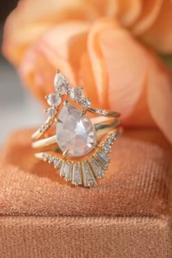 2 Carat Icy White Pear Diamond Engagement Ring, Charlize Setting, 14k Yellow Gold 8 2 Carat Icy White Pear Diamond Engagement Ring, Charlize Setting, 14k Yellow Gold -Point No Point Studio Store 20241217 SFS0171