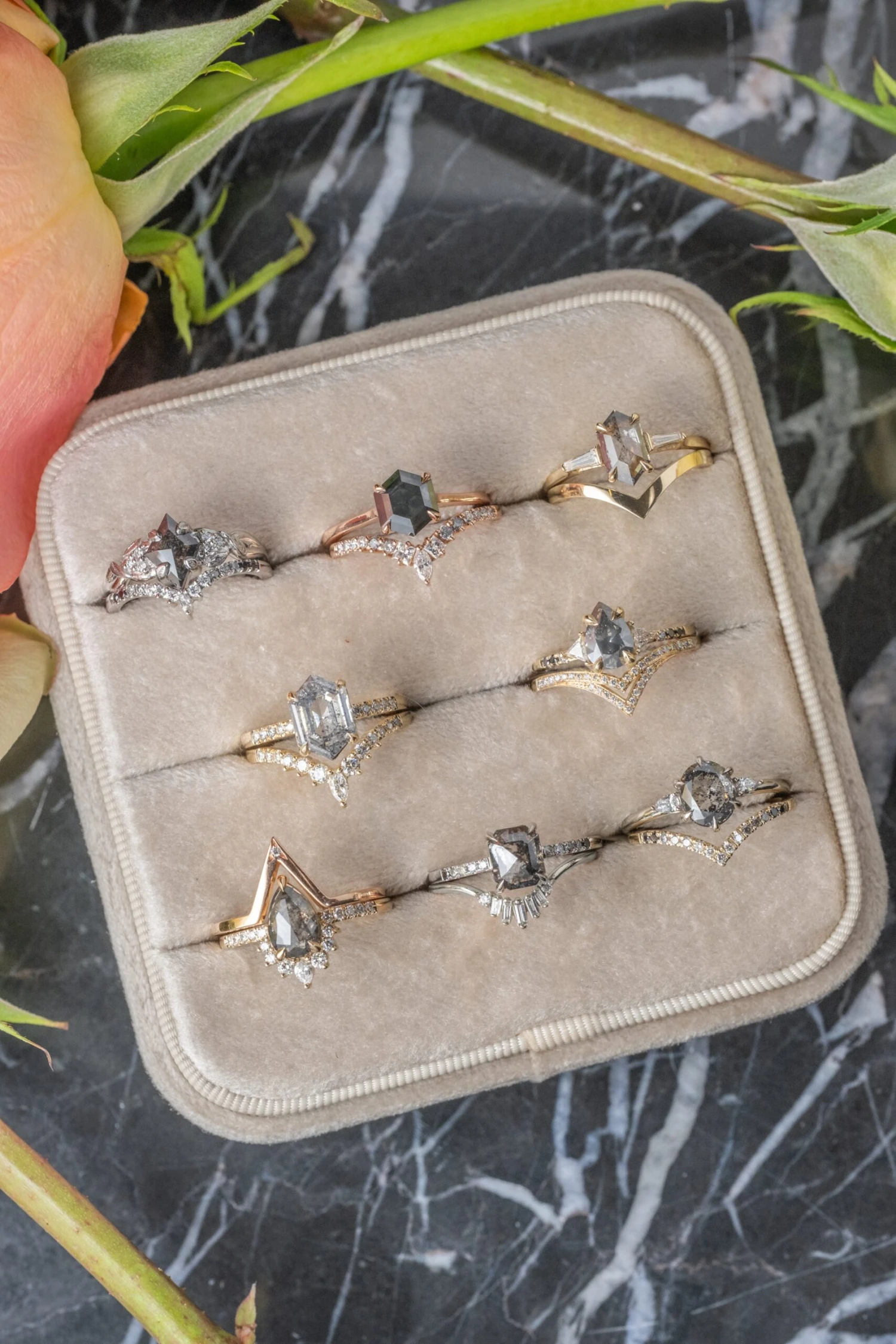 1.15 Carat Fancy Grey Pear Diamond Engagement Ring, Ombre Eliza Setting, 14K Yellow Gold 3 1.15 Carat Fancy Grey Pear Diamond Engagement Ring, Ombre Eliza Setting, 14K Yellow Gold - Image 3