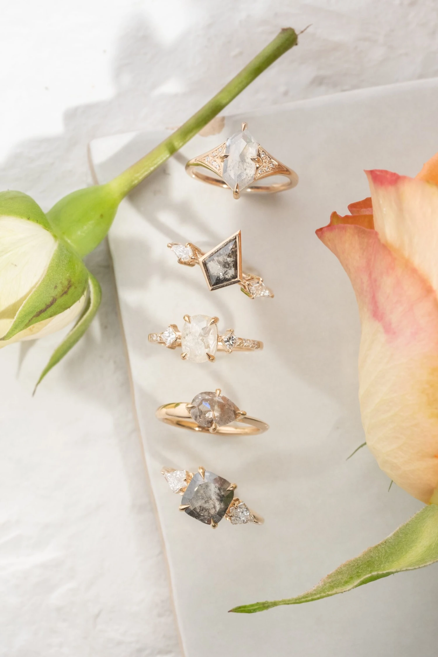 2.59 Carat Black Speckled Asscher Diamond Engagement Ring, Zoe Setting, 14K Peach Gold 10 2.59 Carat Black Speckled Asscher Diamond Engagement Ring, Zoe Setting, 14K Peach Gold - Image 10