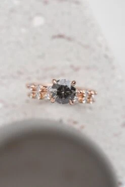 1.78 Carat Salt And Pepper Round Diamond Engagement Ring, Nova Setting, 14K Rose Gold 9 1.78 Carat Salt And Pepper Round Diamond Engagement Ring, Nova Setting, 14K Rose Gold -Point No Point Studio Store 20250131 SFS0004
