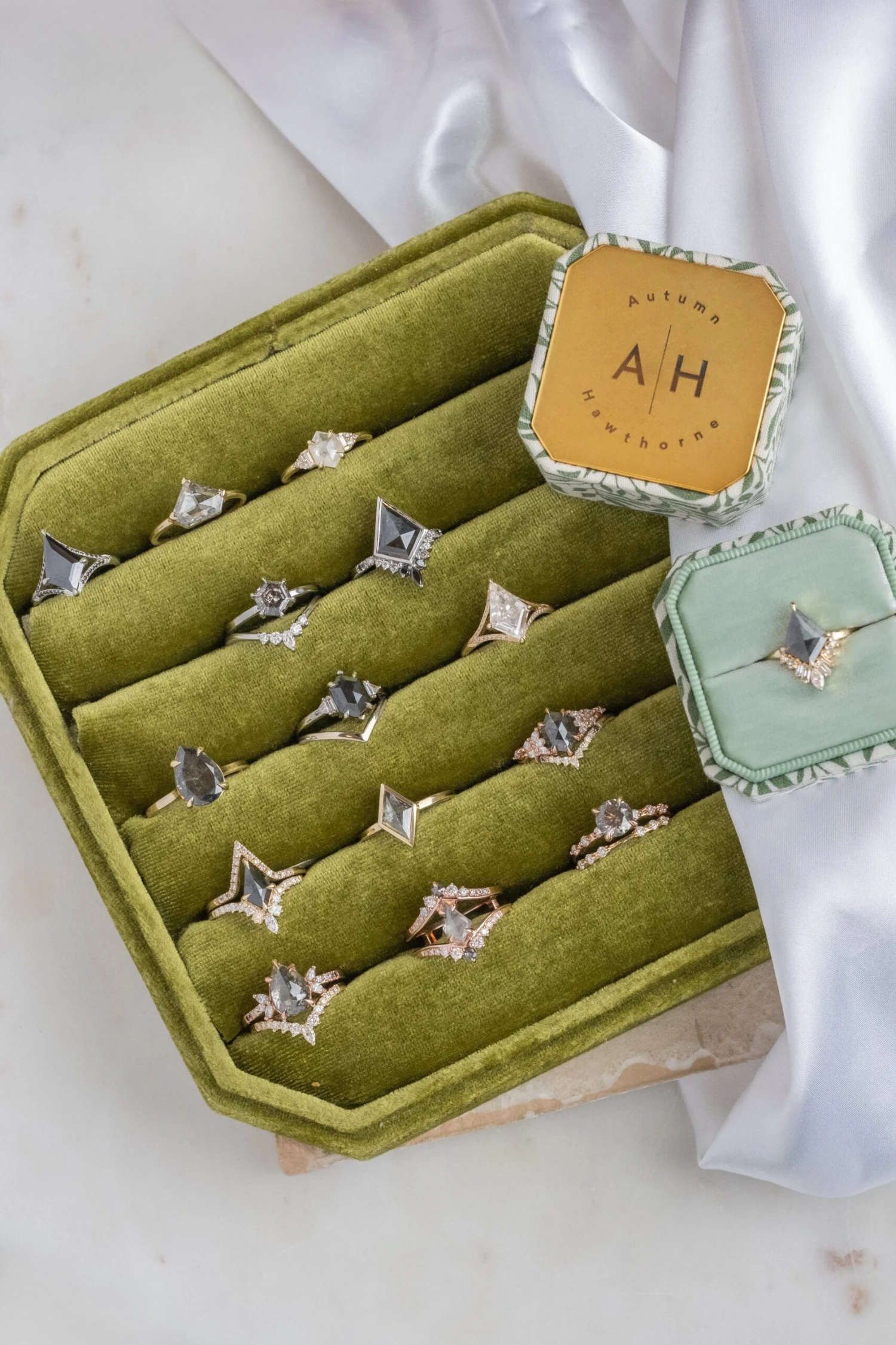 1.51 Carat Icy White Hexagon Diamond Engagement Ring, Dahlia Setting, 14K Yellow Gold 4 1.51 Carat Icy White Hexagon Diamond Engagement Ring, Dahlia Setting, 14K Yellow Gold - Image 4