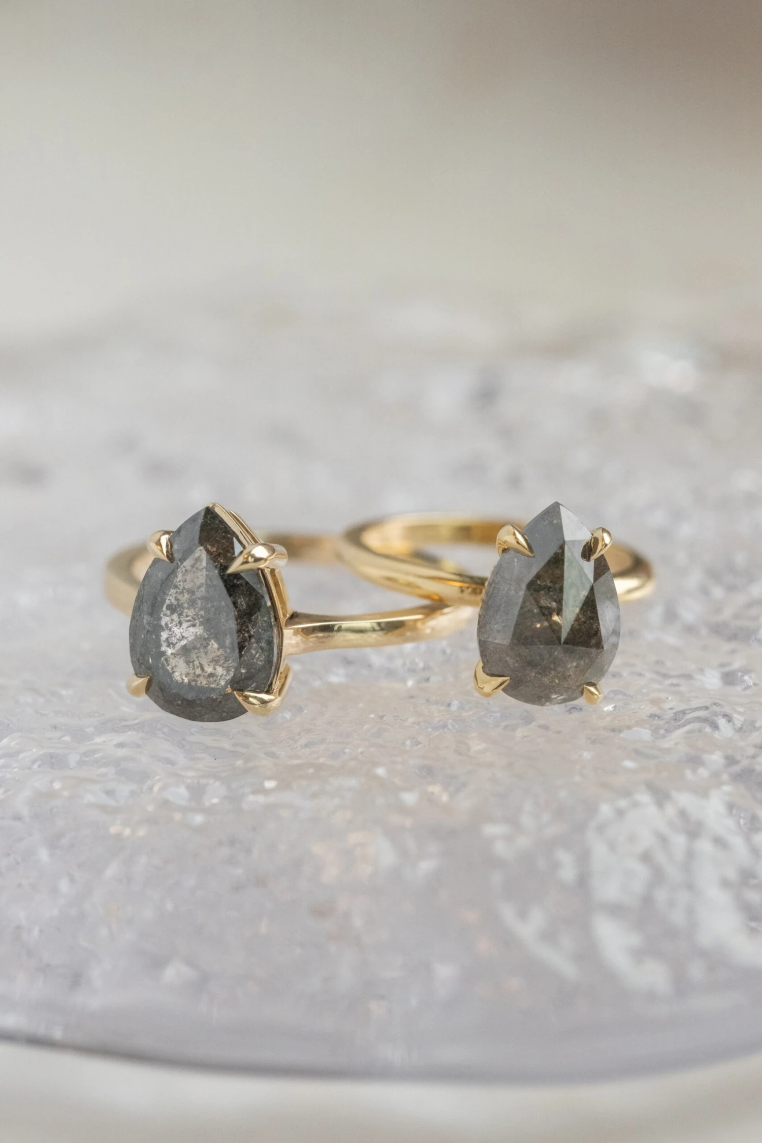 4.15 Carat Black Speckled Pear Diamond Engagement Ring, Lark Setting, 14k Yellow Gold 3 4.15 Carat Black Speckled Pear Diamond Engagement Ring, Lark Setting, 14k Yellow Gold - Image 3