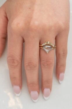 White Baguette And Princess Diamond Wedding Band, Large Wren Setting, 14K Yellow Gold -Point No Point Studio Store 20250131 SFS0031 1