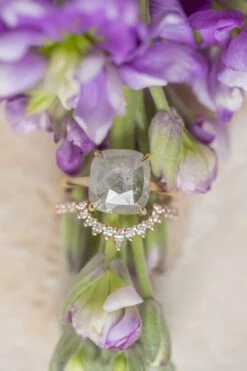 4.57 Carat Icy White Cushion Diamond Engagement Ring, Jane Setting, 14K Yellow Gold -Point No Point Studio Store 20250219 SFS0063