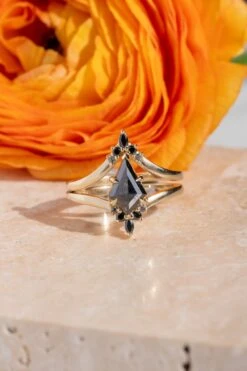 Marquise Diamond Wedding Band, Ombre Freya Setting, 14K Yellow Gold -Point No Point Studio Store 20250307 SFS0042