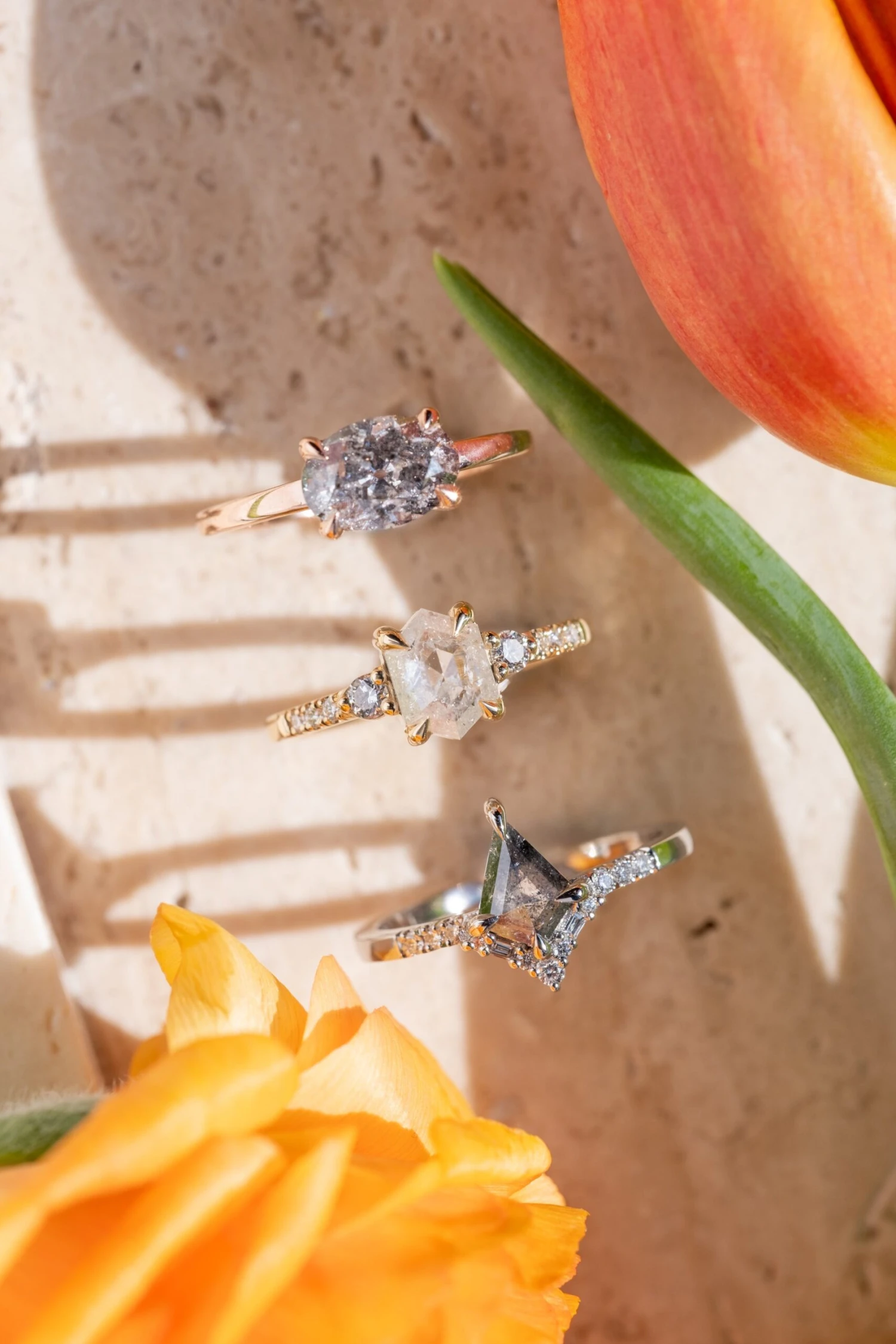 1.03 Carat Icy White Hexagon Diamond Engagement Ring, Eliza Setting, 14K Yellow Gold 4 1.03 Carat Icy White Hexagon Diamond Engagement Ring, Eliza Setting, 14K Yellow Gold - Image 4