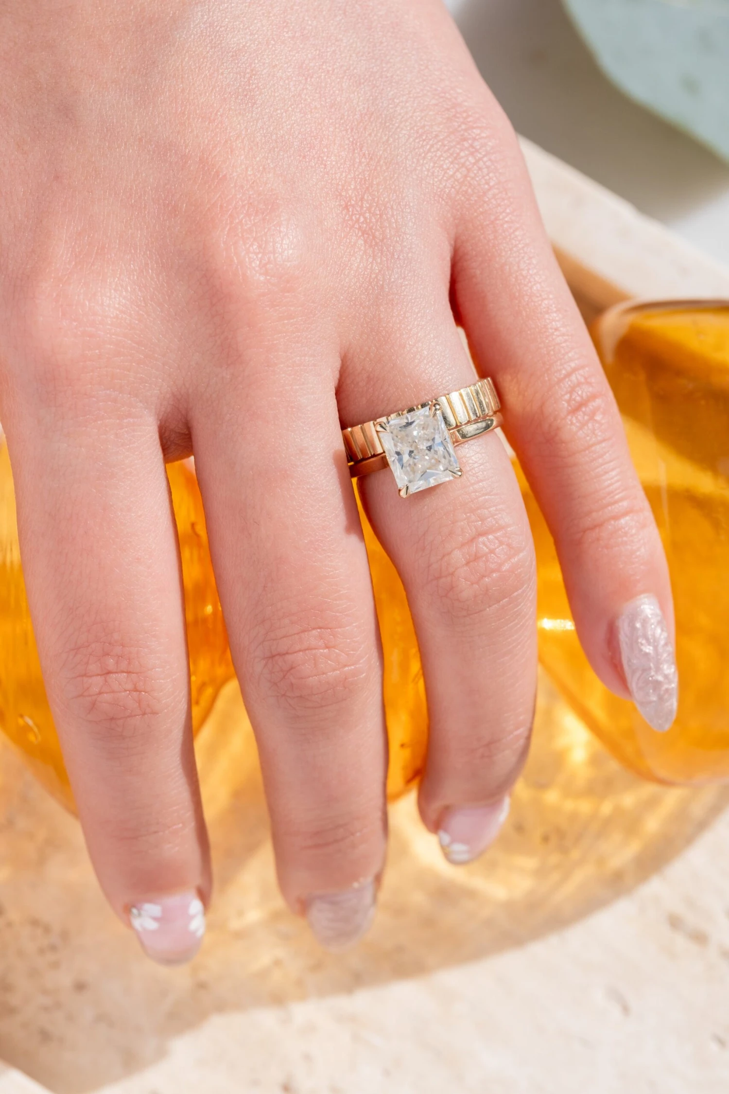 2.20 Carat Radiant Moissanite Engagement Ring, Lark Setting, 14k Yellow Gold 2 2.20 Carat Radiant Moissanite Engagement Ring, Lark Setting, 14k Yellow Gold - Image 2