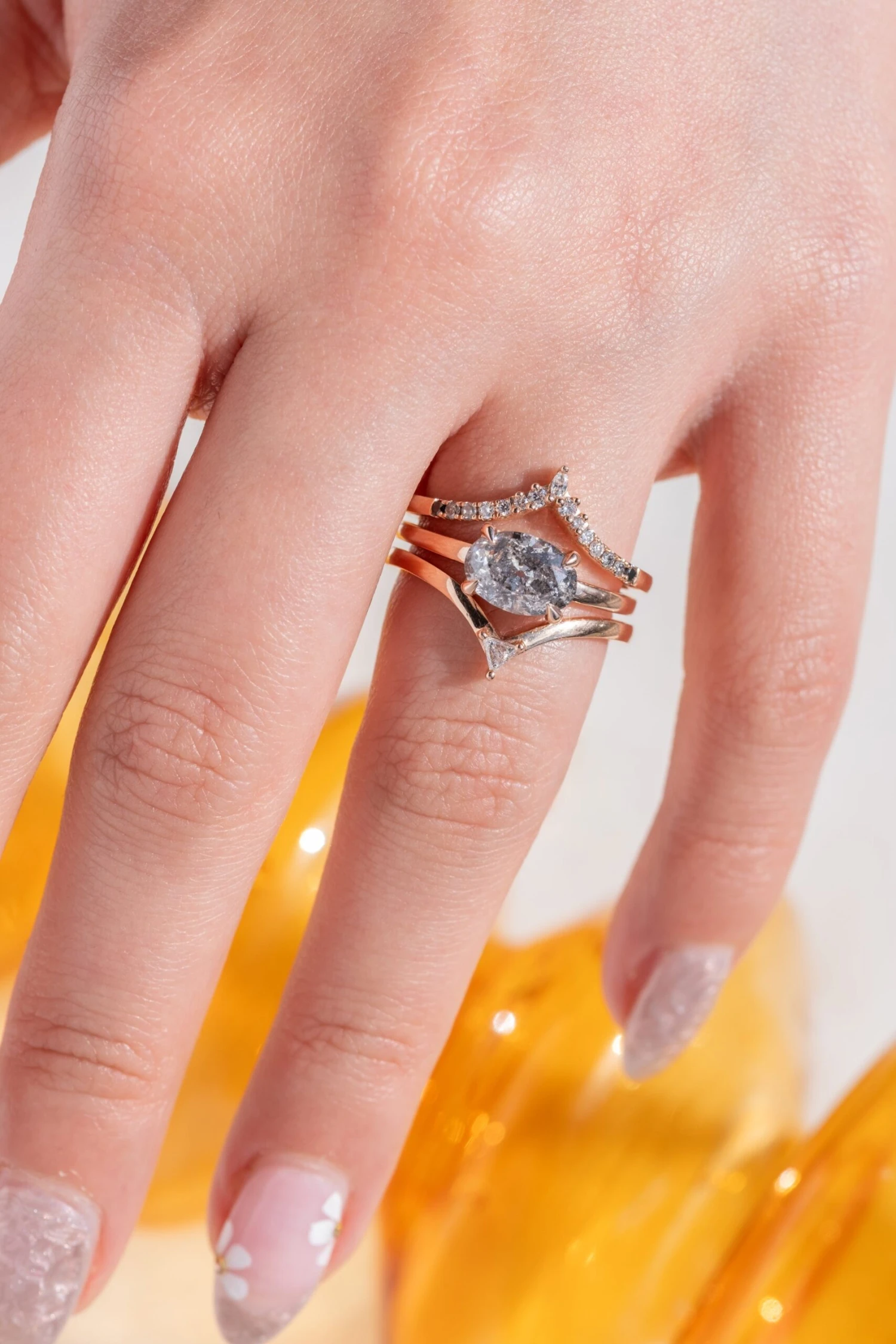 Ombre Diamond Wedding Band, Robin Setting, 14K Rose Gold 7 Ombre Diamond Wedding Band, Robin Setting, 14K Rose Gold - Image 7