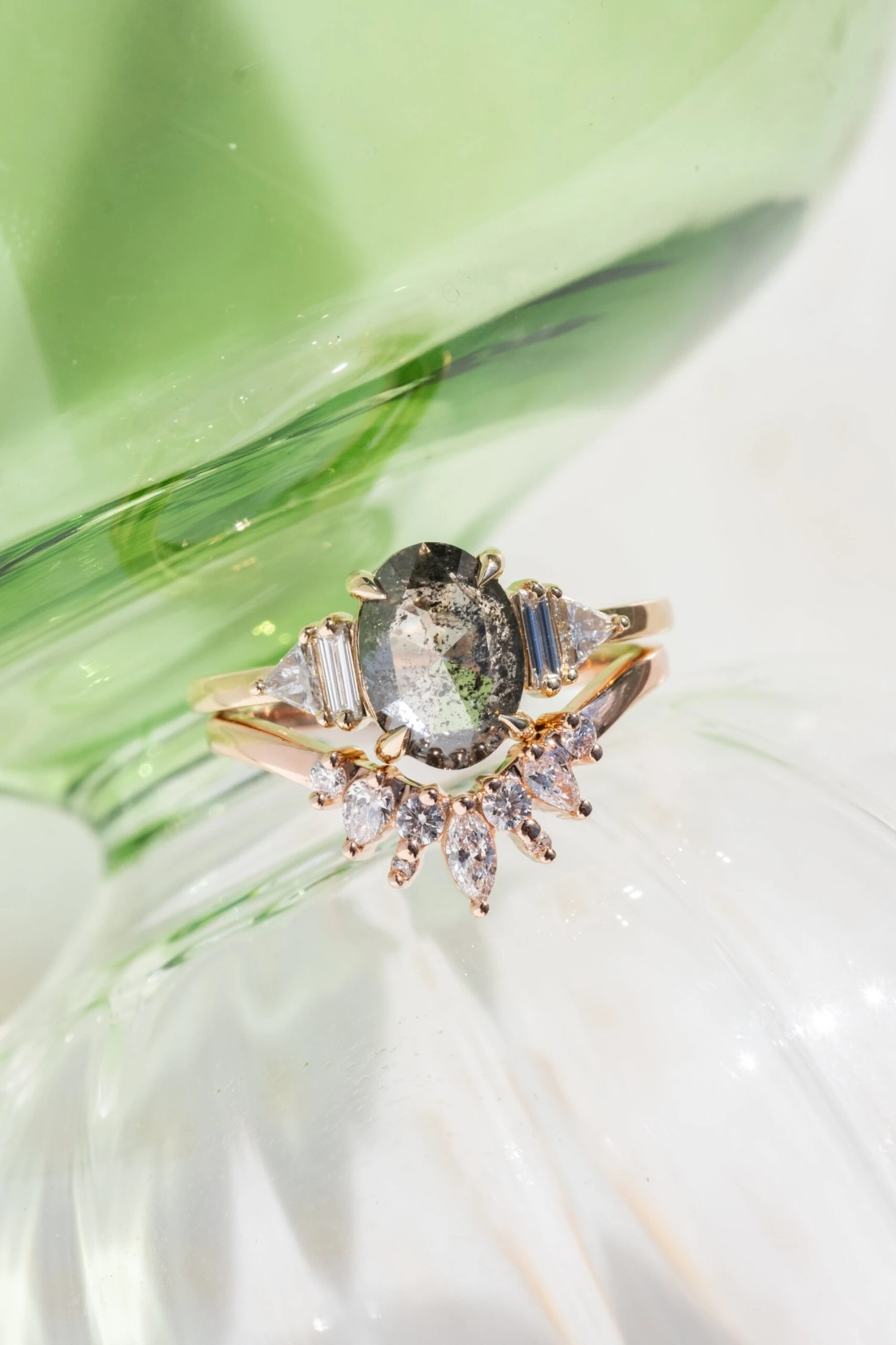 2.09 Carat Black Speckled Oval Diamond Engagement Ring, Beatrice Setting, 14k Yellow Gold 4 2.09 Carat Black Speckled Oval Diamond Engagement Ring, Beatrice Setting, 14k Yellow Gold - Image 4