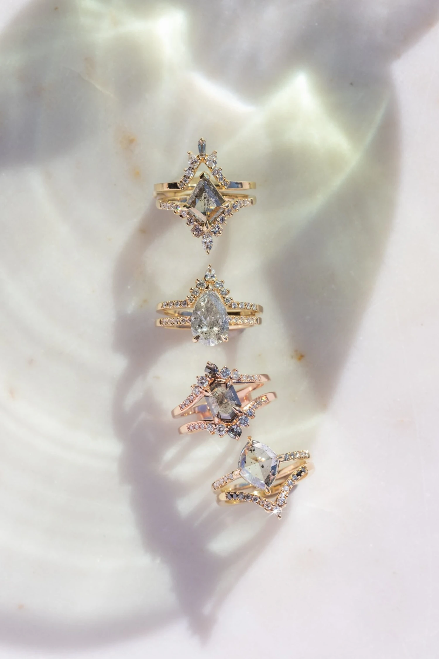 2.15 Carat Salt And Pepper Pear Diamond Engagement Ring, Sirena Setting, 14K Yellow Gold 4 2.15 Carat Salt And Pepper Pear Diamond Engagement Ring, Sirena Setting, 14K Yellow Gold - Image 4