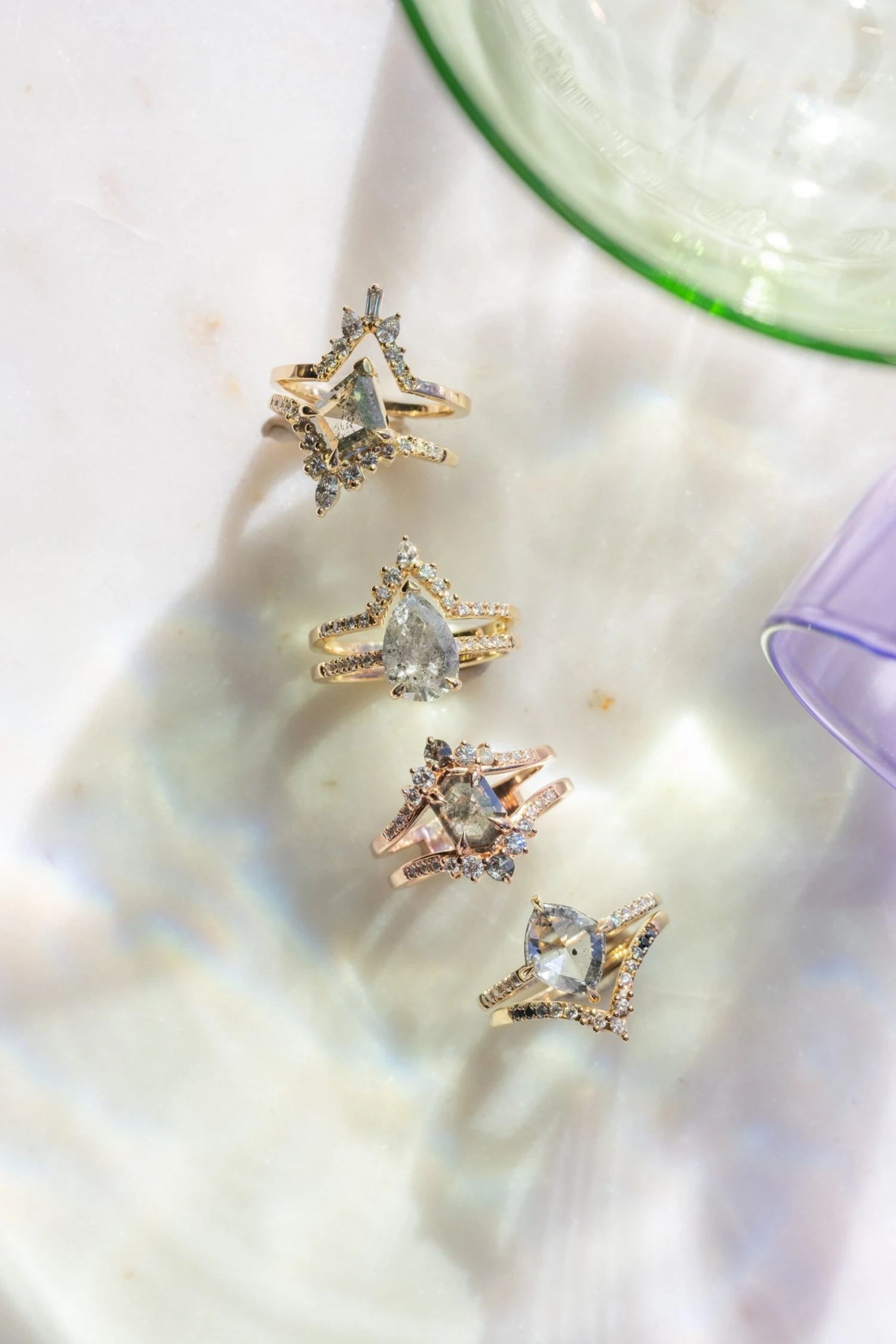 2.15 Carat Salt And Pepper Pear Diamond Engagement Ring, Sirena Setting, 14K Yellow Gold 6 2.15 Carat Salt And Pepper Pear Diamond Engagement Ring, Sirena Setting, 14K Yellow Gold - Image 6