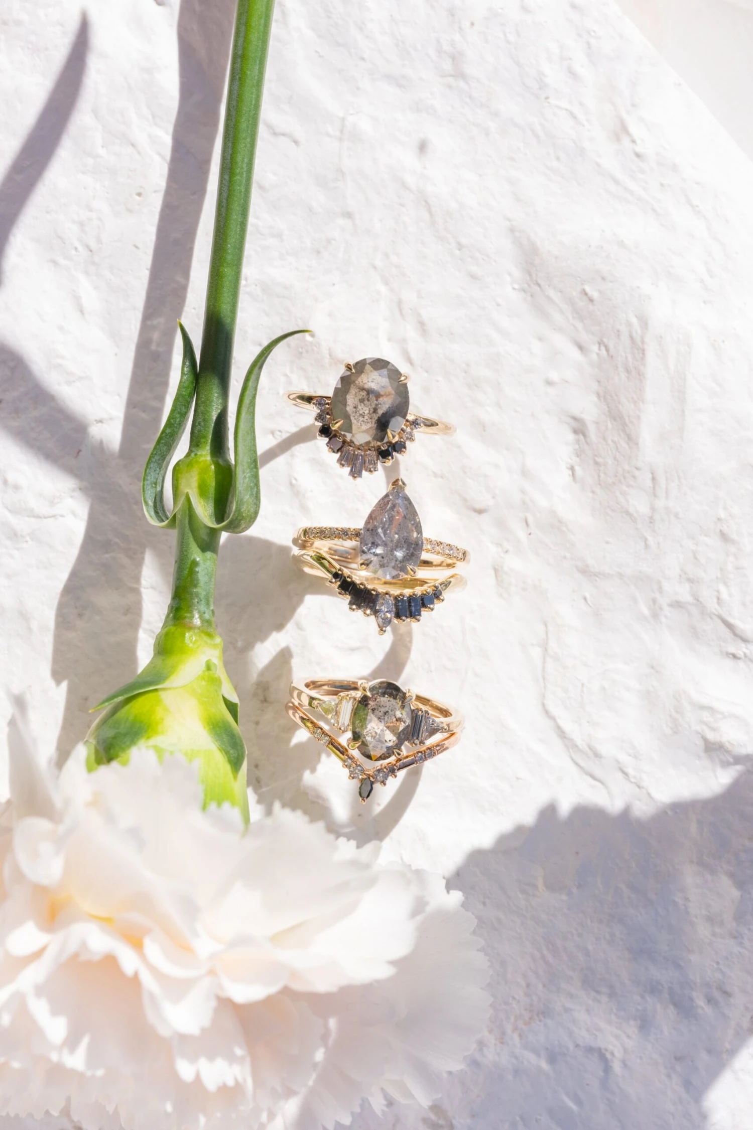 2.15 Carat Salt And Pepper Pear Diamond Engagement Ring, Sirena Setting, 14K Yellow Gold 7 2.15 Carat Salt And Pepper Pear Diamond Engagement Ring, Sirena Setting, 14K Yellow Gold - Image 7