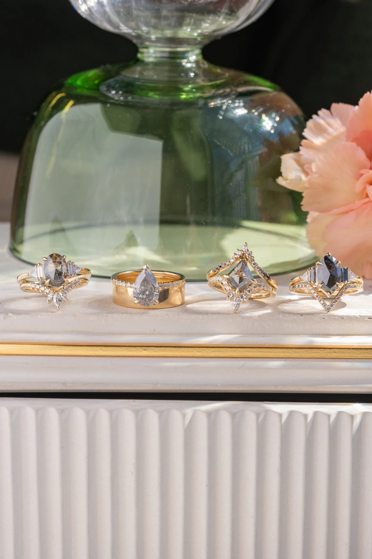 2.15 Carat Salt And Pepper Pear Diamond Engagement Ring, Sirena Setting, 14K Yellow Gold 5 2.15 Carat Salt And Pepper Pear Diamond Engagement Ring, Sirena Setting, 14K Yellow Gold - Image 5