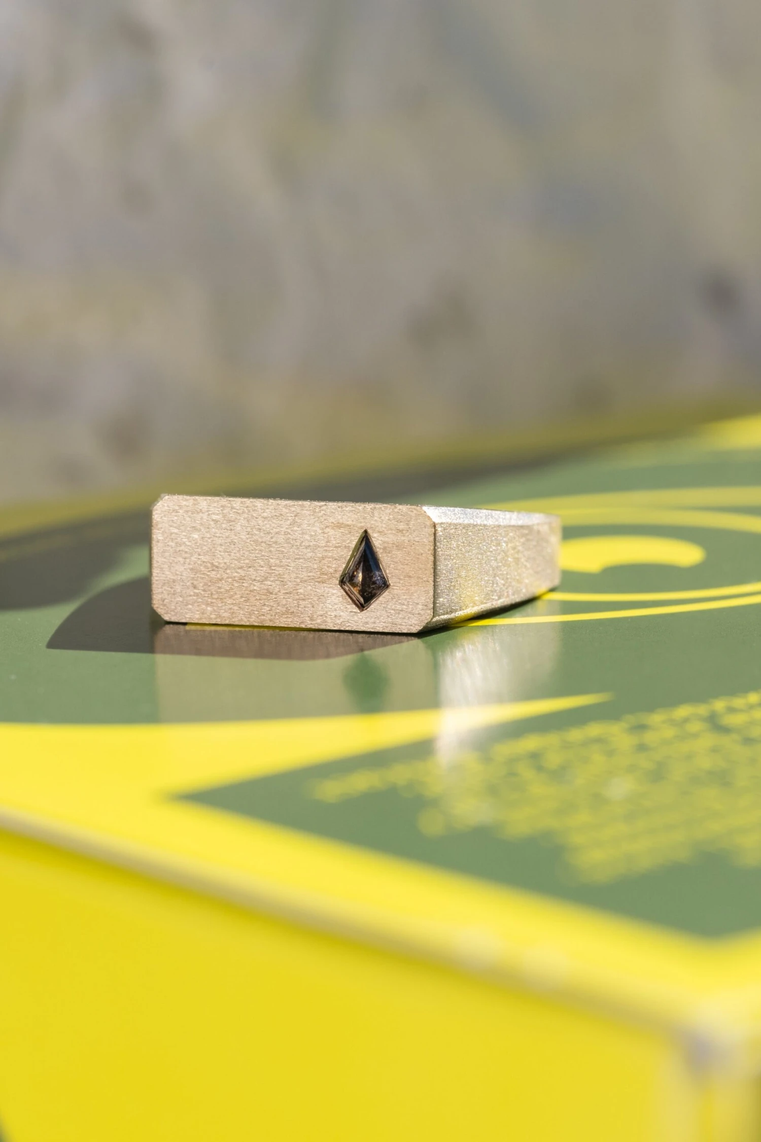 Men's Signet Style Diamond Wedding Ring, 14K Yellow Gold 3 Men's Signet Style Diamond Wedding Ring, 14K Yellow Gold - Image 3