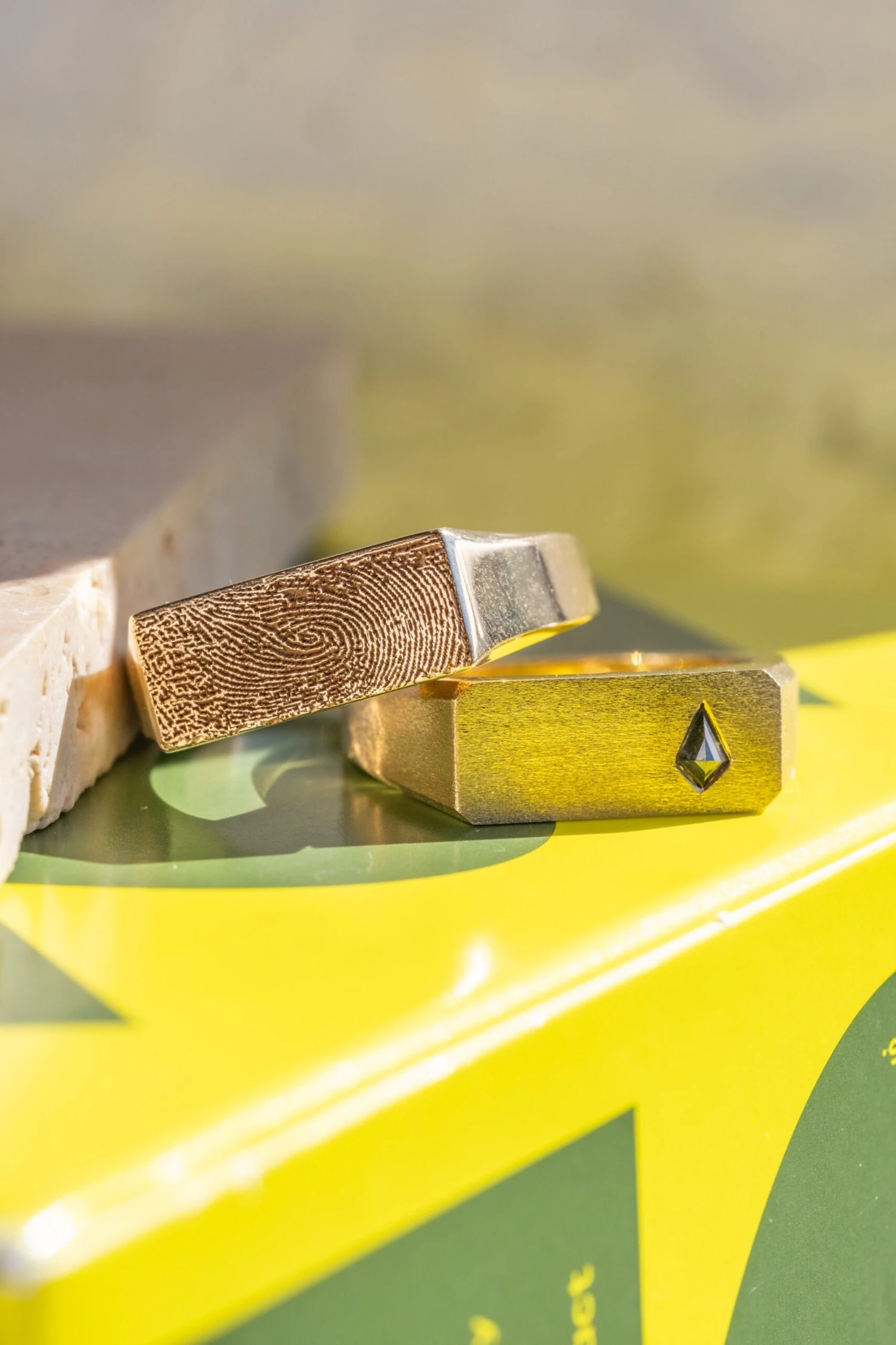 Men's Signet Style Diamond Wedding Ring, 14K Yellow Gold 4 Men's Signet Style Diamond Wedding Ring, 14K Yellow Gold - Image 4