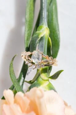.77 Carat Icy White Pear Diamond Engagement Ring, Thistle Setting, 14k Yellow Gold 9 .77 Carat Icy White Pear Diamond Engagement Ring, Thistle Setting, 14k Yellow Gold -Point No Point Studio Store 20250314 SFS0077