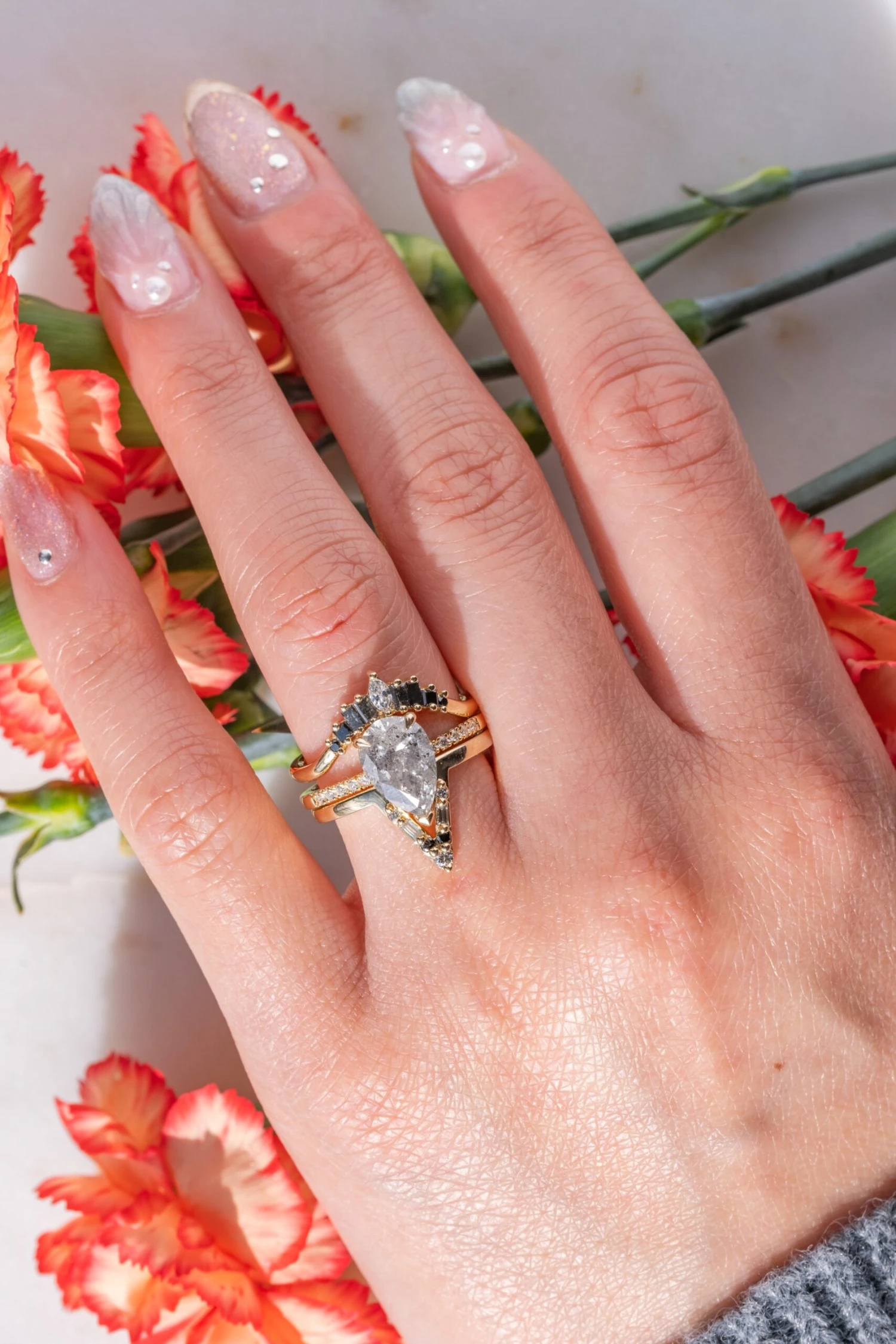 Diamond Wedding Band, Ombre Wren Setting, 14k Yellow Gold 2 Diamond Wedding Band, Ombre Wren Setting, 14k Yellow Gold - Image 2