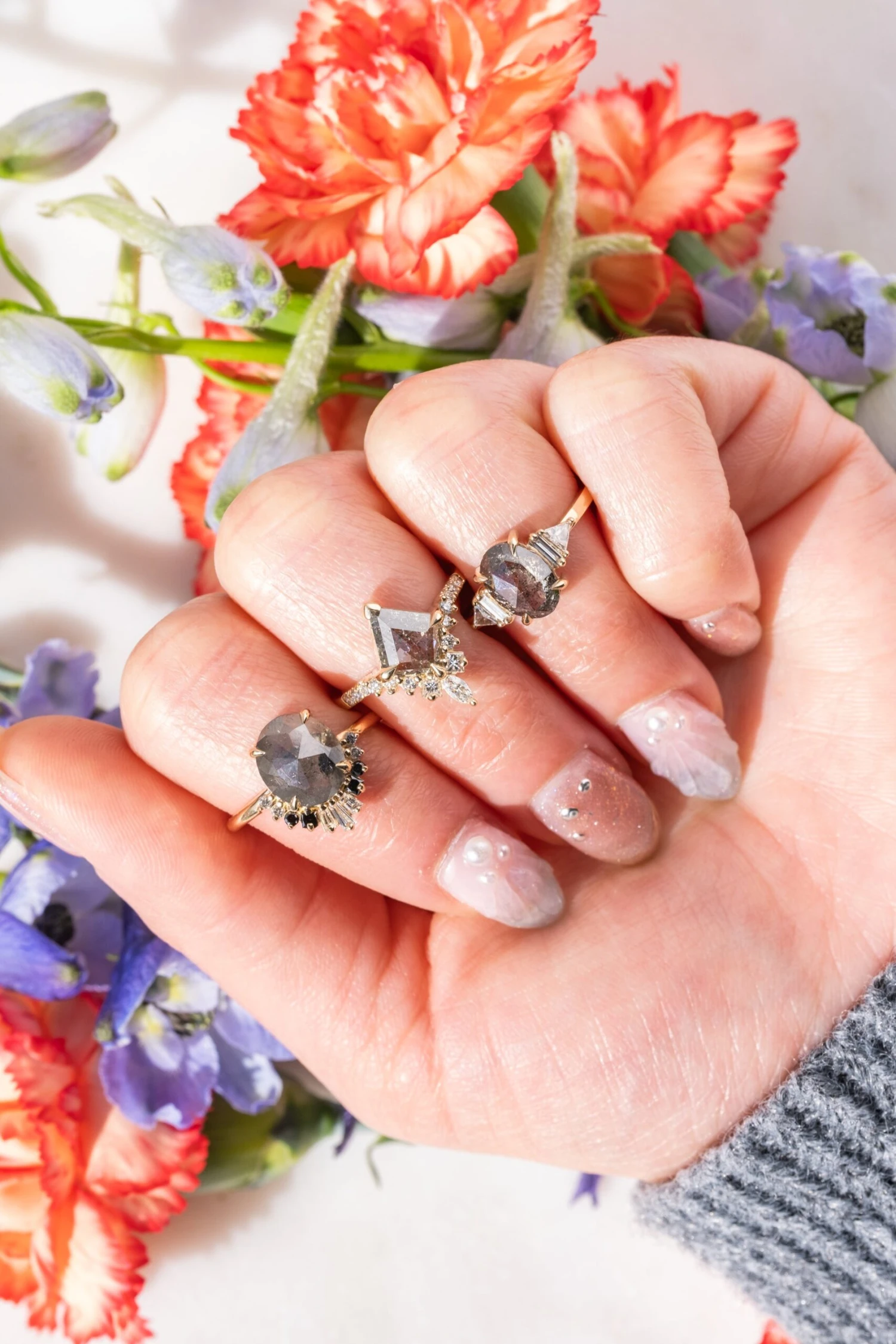 2.79 Carat Black Speckled Oval Diamond Engagement Ring, Ombre Wren Setting, 14k Yellow Gold 2 2.79 Carat Black Speckled Oval Diamond Engagement Ring, Ombre Wren Setting, 14k Yellow Gold - Image 2