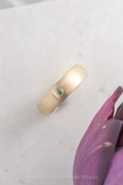 Emerald Mens Ring, Comfort Fit, 14K Yellow Gold -Point No Point Studio Store 20250326 SFS0024