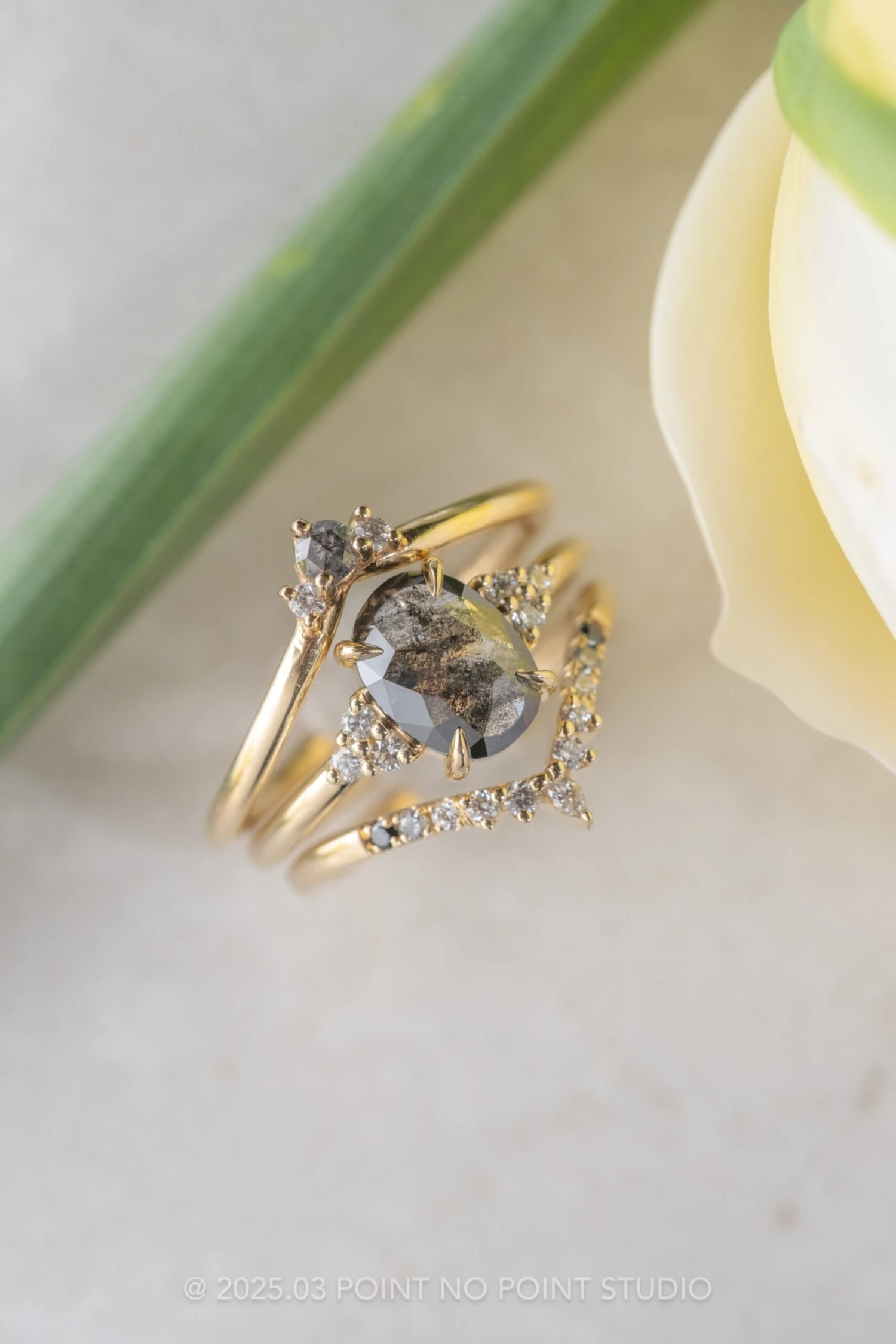 1.15 Carat Black Speckled Oval Diamond Engagement Ring, Quinn Setting, 14K Yellow Gold 3 1.15 Carat Black Speckled Oval Diamond Engagement Ring, Quinn Setting, 14K Yellow Gold - Image 3