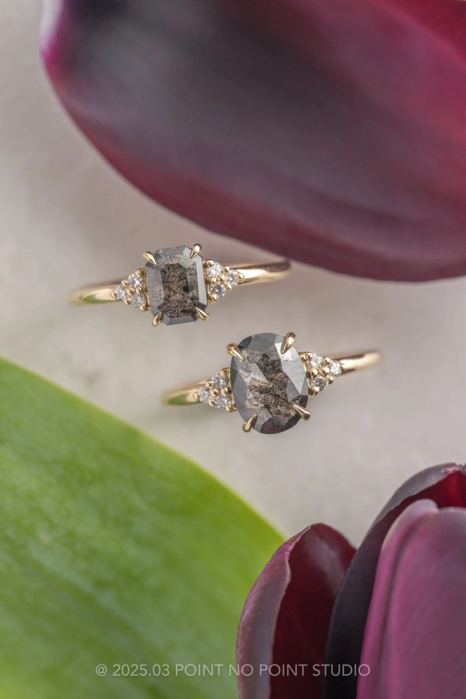 1.15 Carat Black Speckled Oval Diamond Engagement Ring, Quinn Setting, 14K Yellow Gold 4 1.15 Carat Black Speckled Oval Diamond Engagement Ring, Quinn Setting, 14K Yellow Gold - Image 4