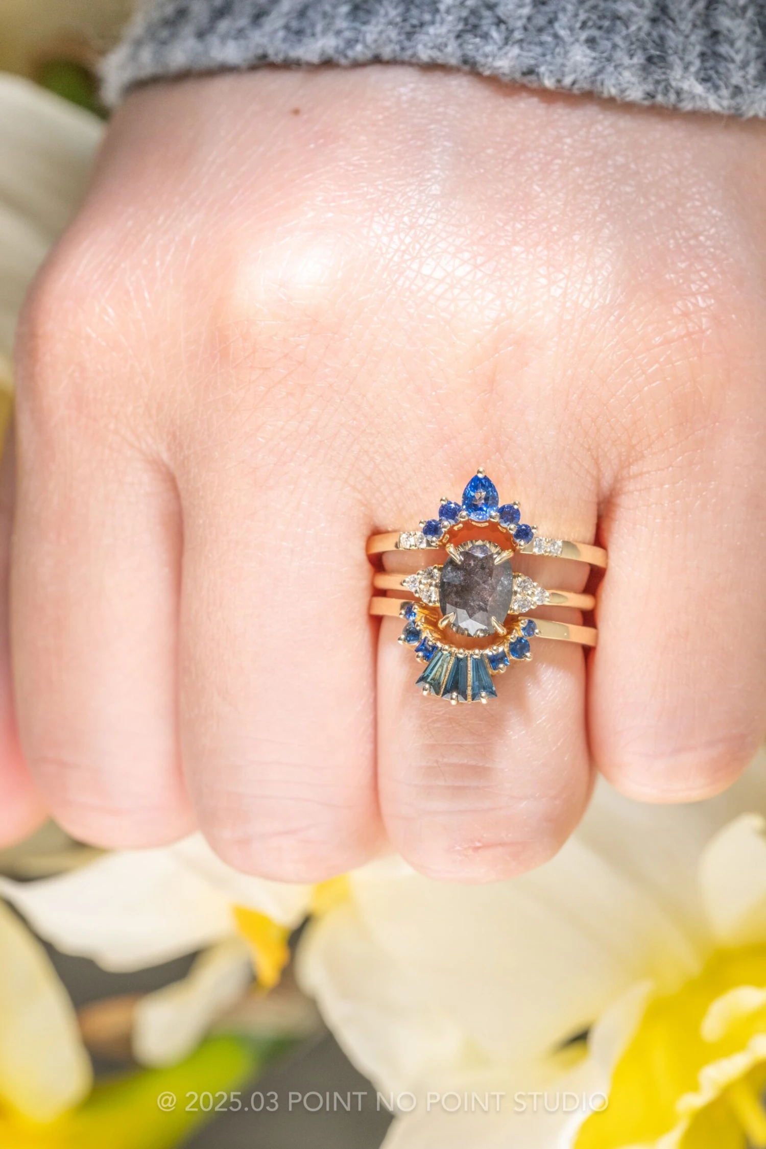 1.15 Carat Black Speckled Oval Diamond Engagement Ring, Quinn Setting, 14K Yellow Gold 2 1.15 Carat Black Speckled Oval Diamond Engagement Ring, Quinn Setting, 14K Yellow Gold - Image 2