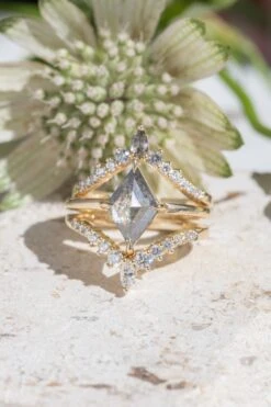 1.63 Carat Salt And Pepper Lozenge Diamond Engagement Ring, Jane Setting, 14k Yellow Gold 8 1.63 Carat Salt And Pepper Lozenge Diamond Engagement Ring, Jane Setting, 14k Yellow Gold -Point No Point Studio Store 20250404 SFS0057