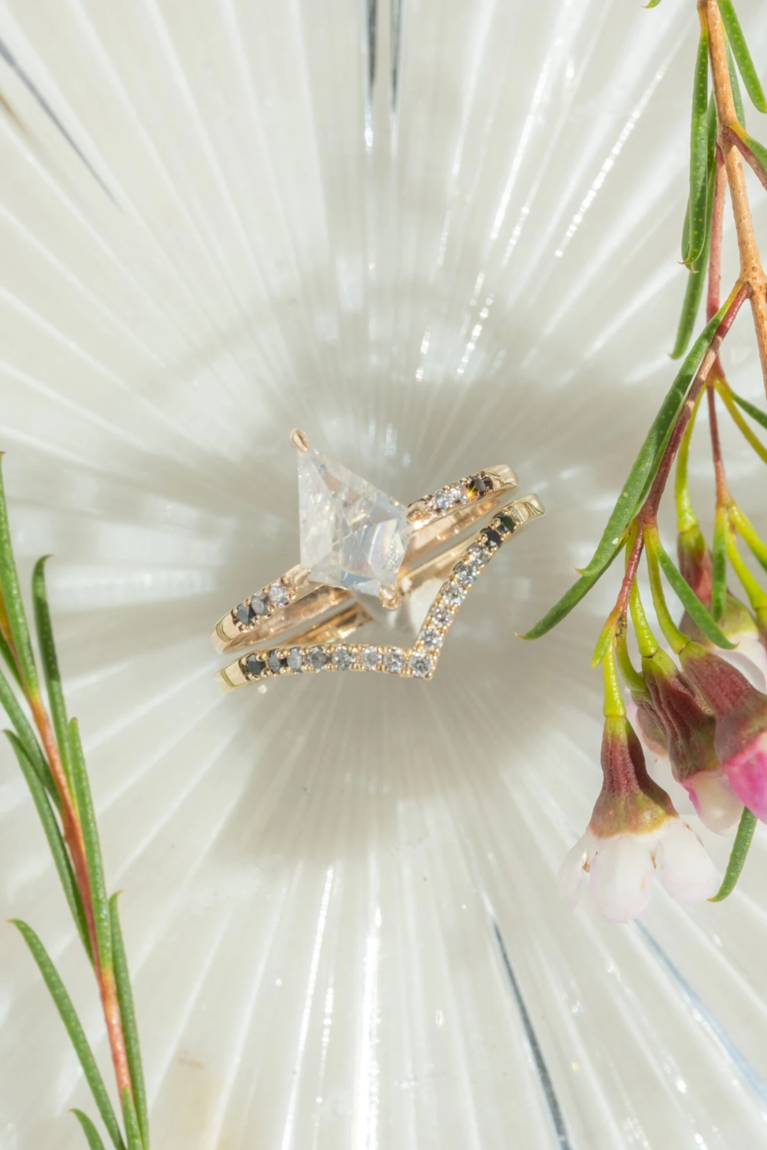 1.40 Carat Icy White Kite Diamond Engagement Ring, Ombre Jules Setting, 14K Peach Gold 3 1.40 Carat Icy White Kite Diamond Engagement Ring, Ombre Jules Setting, 14K Peach Gold - Image 3