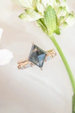 Baguette Diamond Wedding Band, Eternity Style, 14k Rose Gold 6 Baguette Diamond Wedding Band, Eternity Style, 14k Rose Gold -Point No Point Studio Store 20250404 SFS0071