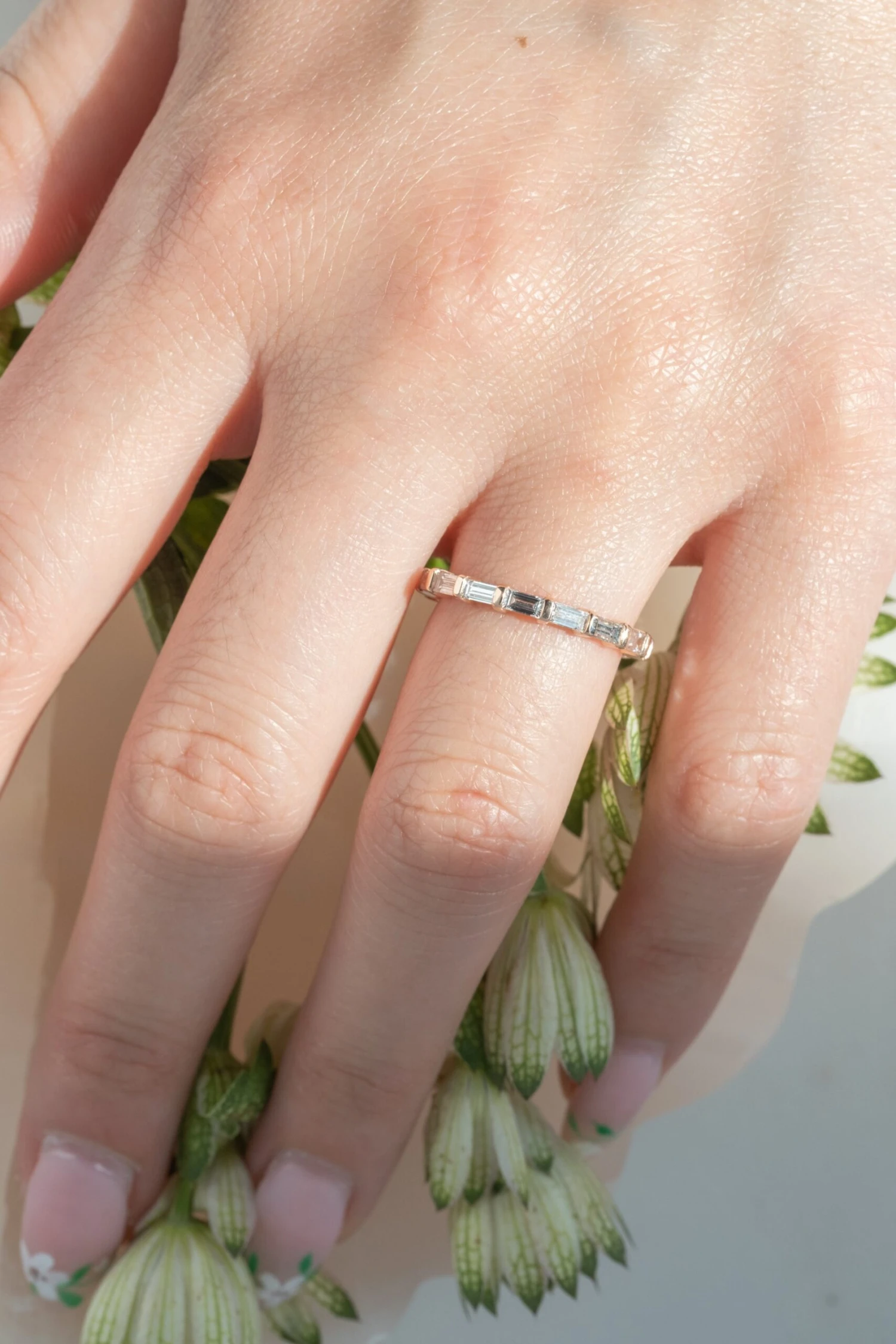 Baguette Diamond Wedding Band, Eternity Style, 14k Rose Gold 2 Baguette Diamond Wedding Band, Eternity Style, 14k Rose Gold - Image 2