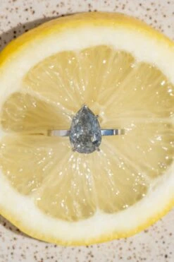 3.19 Carat Fancy Grey Pear Diamond Engagement Ring, Charlize Setting, Platinum -Point No Point Studio Store 20250418 SFS0051