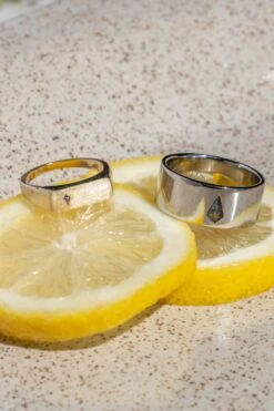 Signet Style Blue Kite Sapphire Men's Wedding Ring, 14K Yellow Gold, Matte Finish -Point No Point Studio Store 20250418 SFS0052