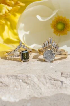 1.75 Carat Black Speckled Emerald Shaped Diamond Engagement Ring, Juliette Setting, 14k Yellow Gold -Point No Point Studio Store 20250418 SFS0053 e501b615 f410 4293 9852 9658e535e9e1