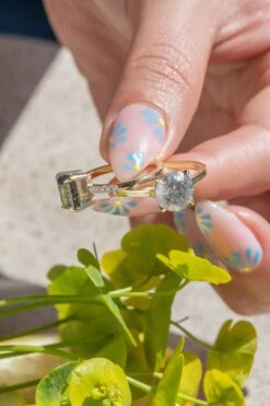 1.75 Carat Black Speckled Emerald Shaped Diamond Engagement Ring, Juliette Setting, 14k Yellow Gold -Point No Point Studio Store 20250418 SFS0064 8344a11f 3ae5 42ff 97a4 b975b8da8021